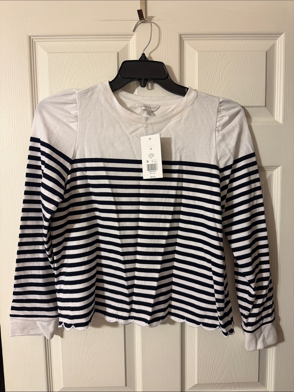 Striped Navy & White Long-Sleeve Top